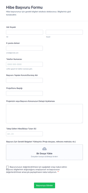 Hibe Başvuru Form Template