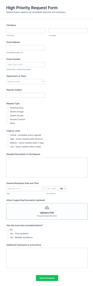High Priority Request Form Template