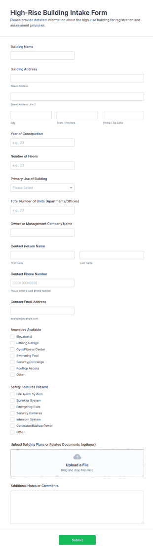 High Rise Building Intake Form Template