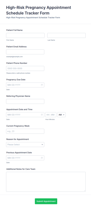 High Risk Pregnancy Appointment Schedule Tracker Form Template