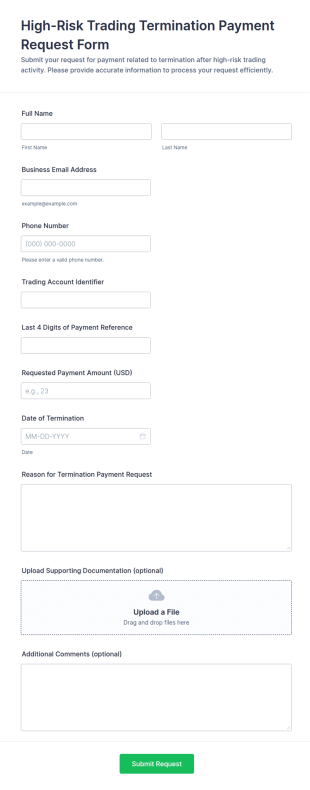 High Risk Trading Termination Payment Request Form Template