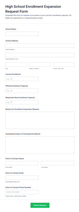 High School Enrollment Expansion Request Form Template