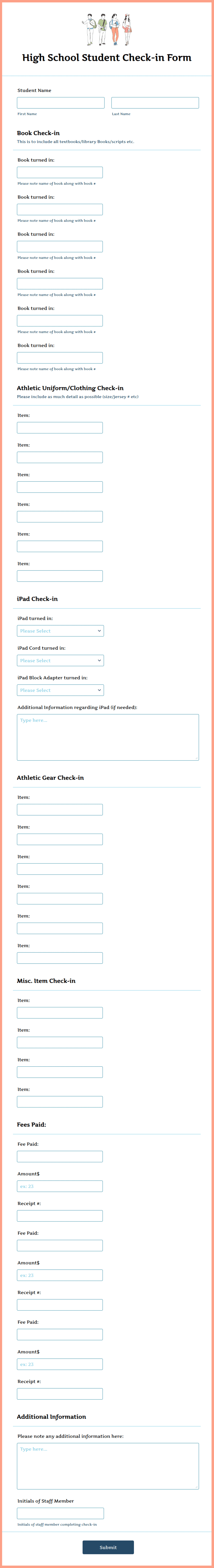 High School Student Check-in Form Template | Jotform