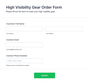 High Visibility Gear Order Form Template