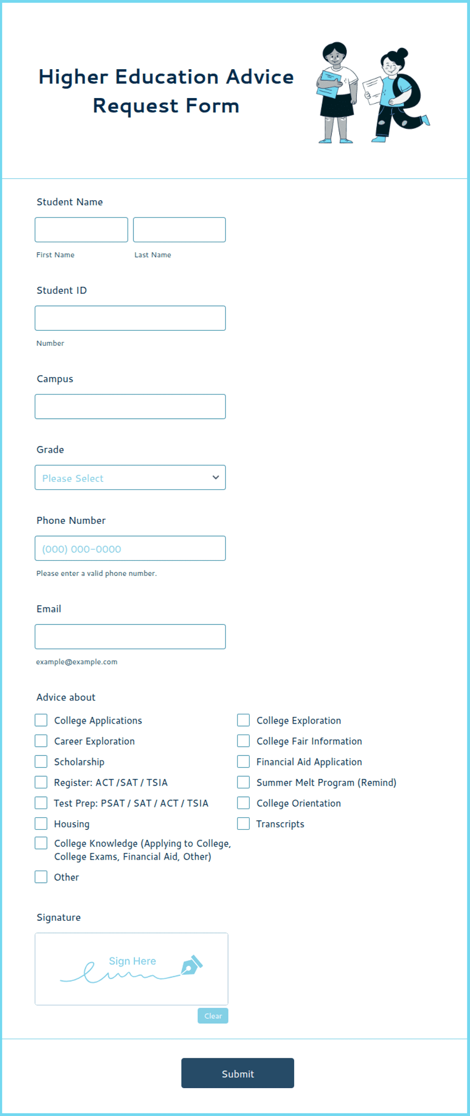 Higher Education Form.pdf Higher Education Advice Request Form Template | Jotform
