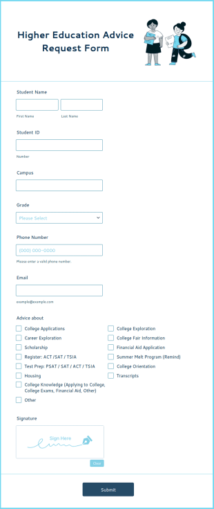 Higher Education Advice Request Form Template