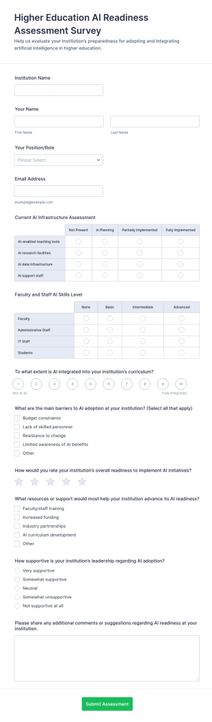 Higher Education AI Readiness Assessment Survey Form Template