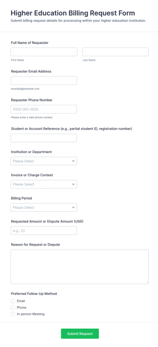 Higher Education Billing Request Form Template