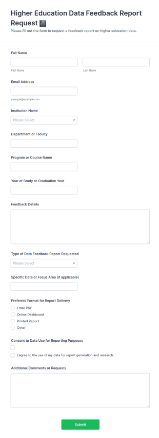 Higher Education Data Feedback Report Request 📊 Form Template