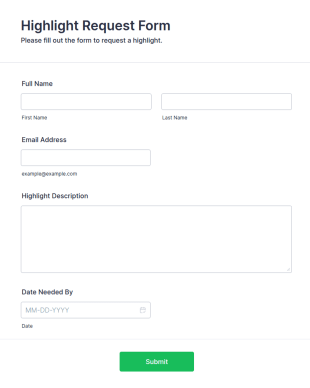 Highlight Request Form Template