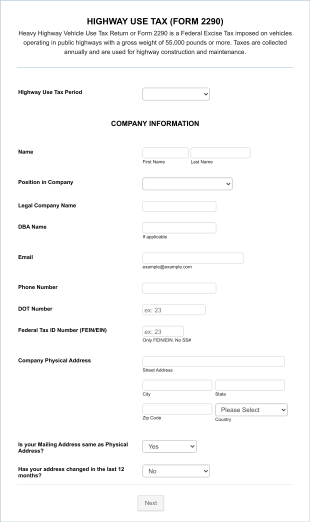 Highway Use Tax Return Form Template