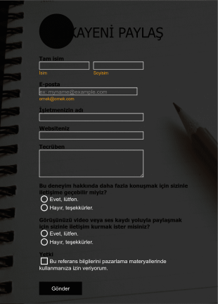 Hikayeni Paylaş Form Şablonu
