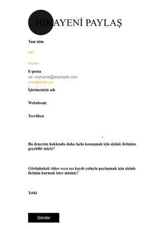 Hikayeni Paylaş Form Şablonu