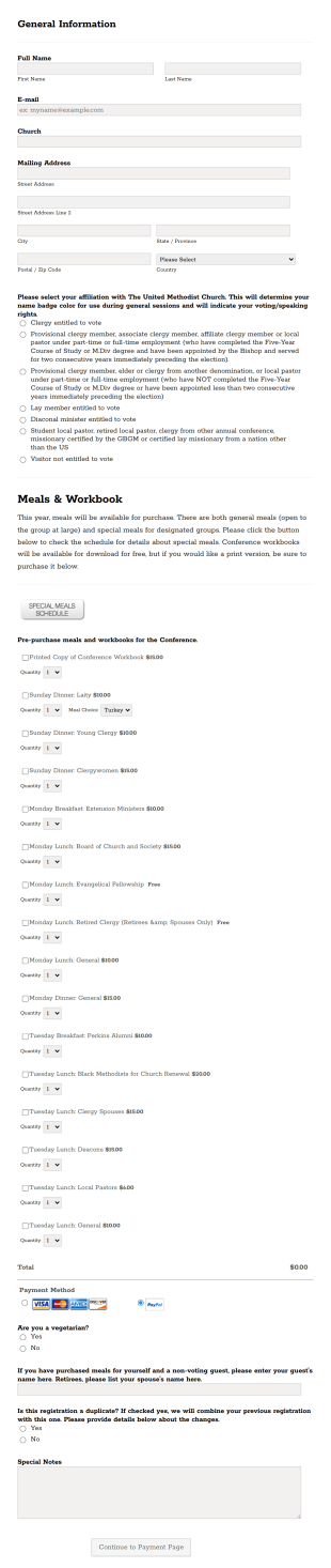 Hillary Owen Church Registration Form Template