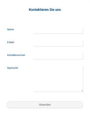 Himmelblaues Kontakt Formular