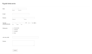 Hinta Arvion Pyyntölomake Form Template