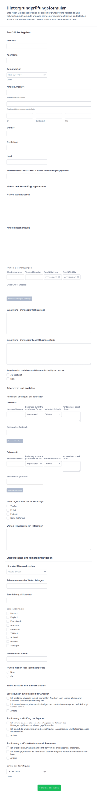 Hintergrunduntersuchung Fragebogen