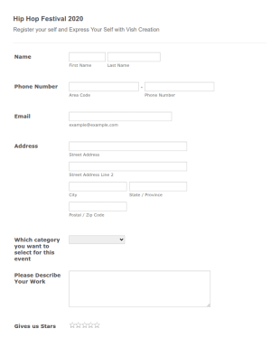 Hip Hop Festival Registration Form Template