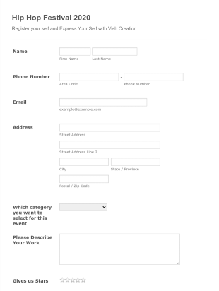 Hip Hop Festival Registration Form Template