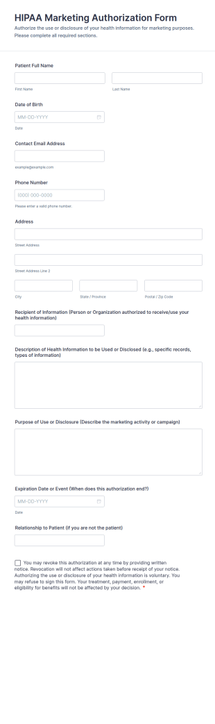 HIPAA Marketing Authorization Form Template