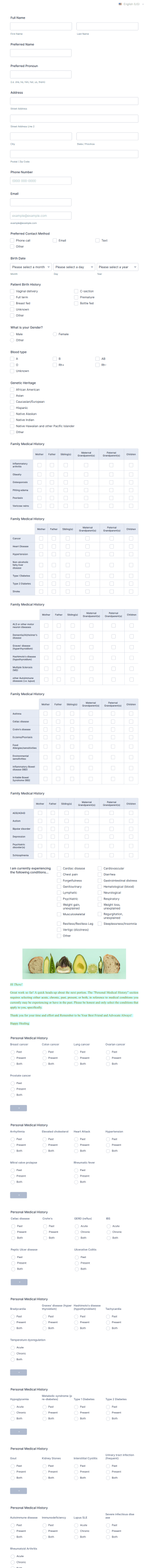 Nutrition And Wellness Intake Form Template