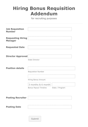 Hiring Bonus Requisition Addendum Form Template