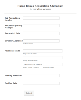 Hiring Bonus Requisition Addendum Form Template
