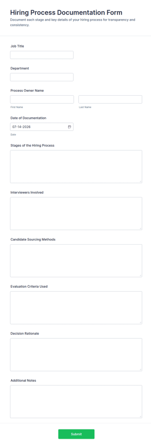 Hiring Process Documentation Form Template