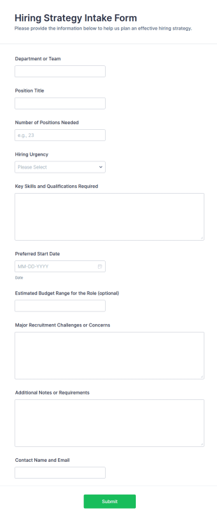 Hiring Strategy Intake Form Template