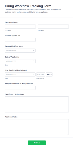 Hiring Workflow Tracking Form Template