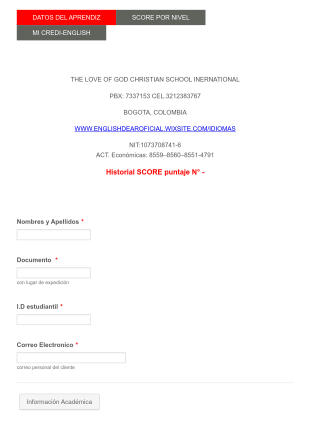 Historial De Puntaje De Estudiantes Form Template