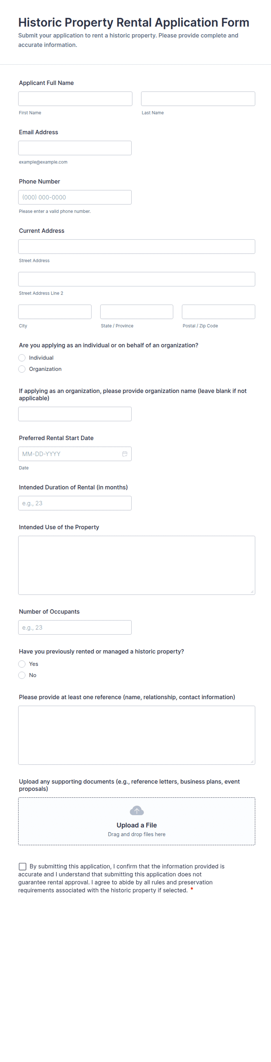 Tyson Prop Rent Form.pdf Historic Property Rental Application Form Template | Jotform