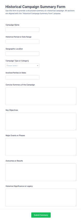 Historical Campaign Summary Form Template