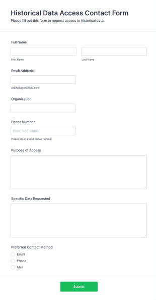 Historical Data Access Contact Form Template