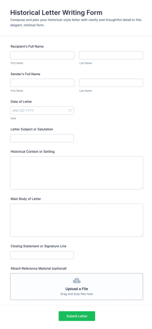 Historical Letter Writing Form Template