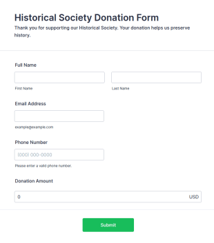 Historical Society Donation Form Template