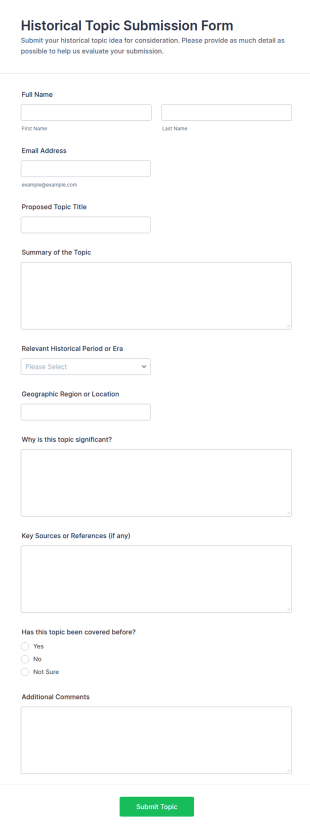 Historical Topic Submission Form Template