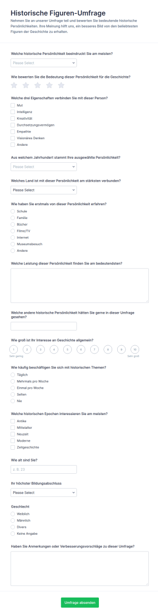 Historische Personen Umfrage