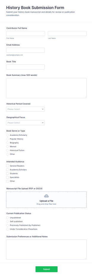 History Book Submission Form Template