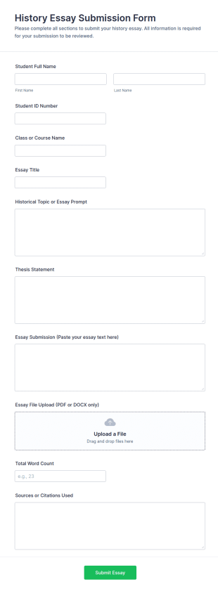 History Essay Submission Form Template