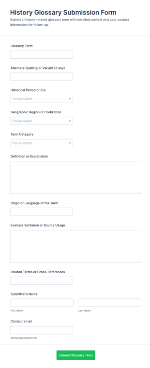 History Glossary Submission Form Template