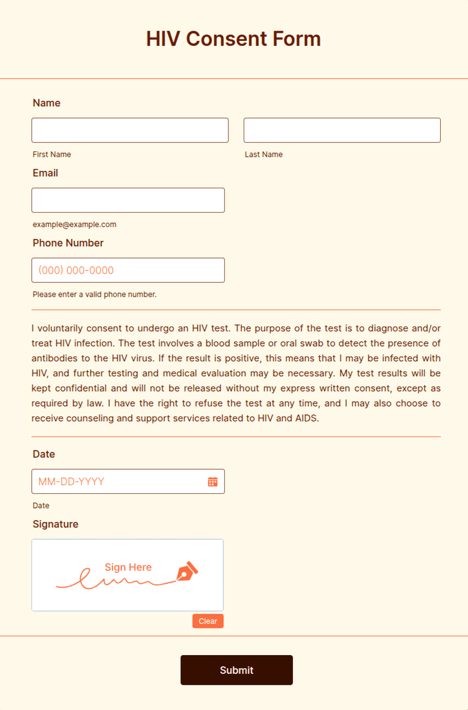 Hiv Consent Form Template | Jotform