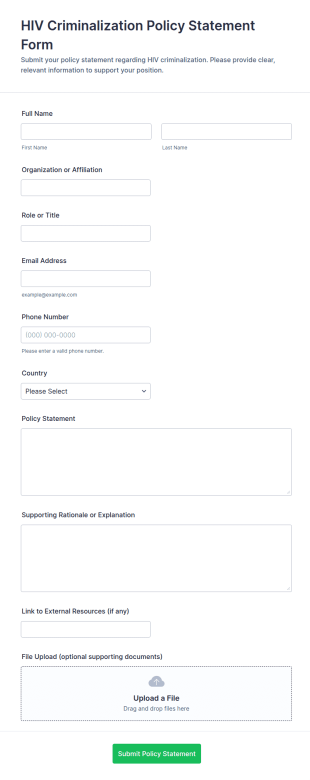 HIV Criminalization Policy Statement Form Template