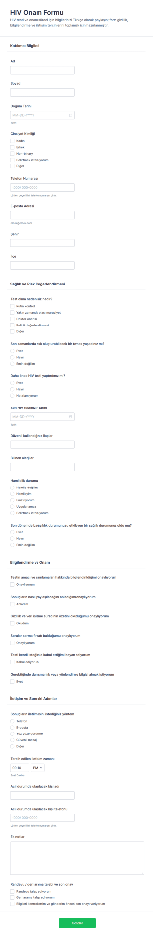 HIV Onam Form Şablonu