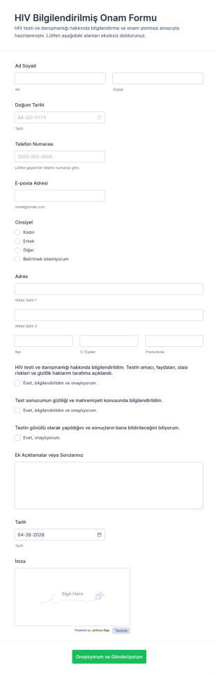 Hiv Rızası Form Şablonu