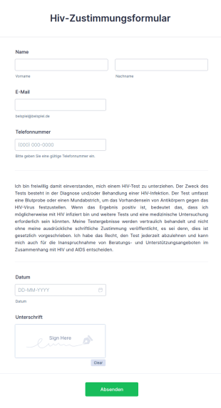 Hiv Zustimmungsformular