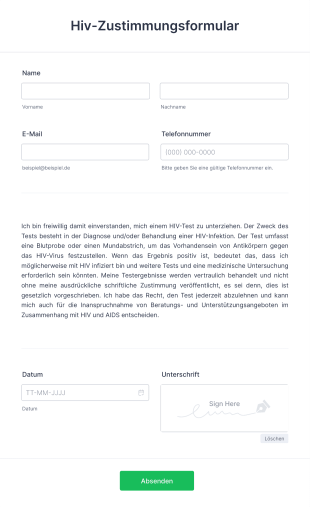 Hiv Zustimmungsformular Form Template