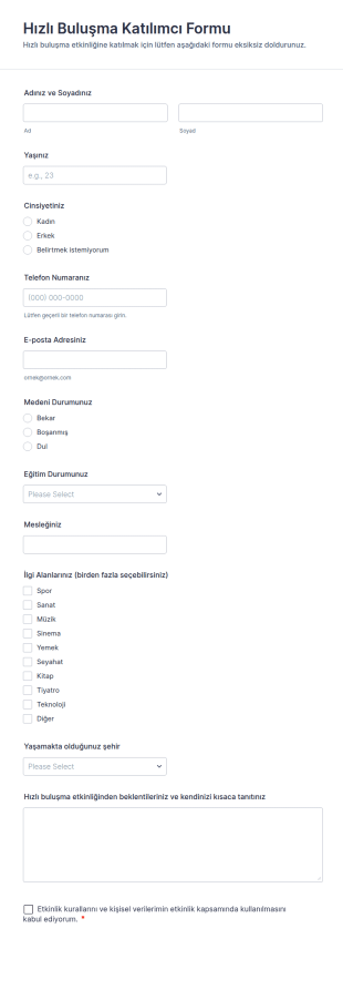 Hızlı Buluşma Katılımcı Form Şablonu