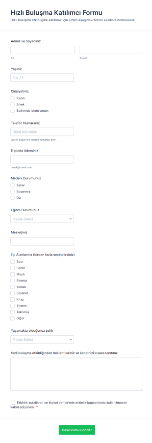 Hızlı Buluşma Katılımcı Form Template