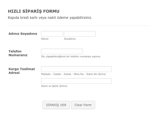 Hızlı Sipariş Form Şablonu